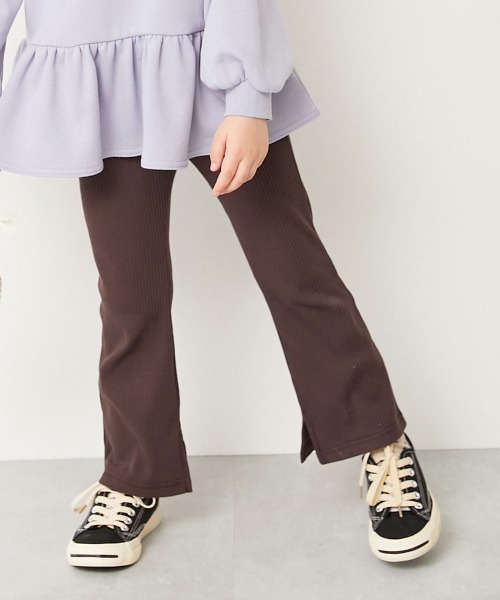 devirock（デビロック）の「すらっと脚長 リブフレアパンツ（その他パンツ・キッズ・グレー系その他/ブラウン系その他/ライトカーキ/ブラック/ブルーグレー/レッド系1/エメラルド/ピンク系6/ピンク系その他2/パープル系5/ヘザーチャコール/ブルー系6/パープル系7/イエロー系3/ブラウン系/杢グレー/ピンク系7・110cm/160cm/140cm/150cm/100cm/130cm/120cm）」の7枚目の写真