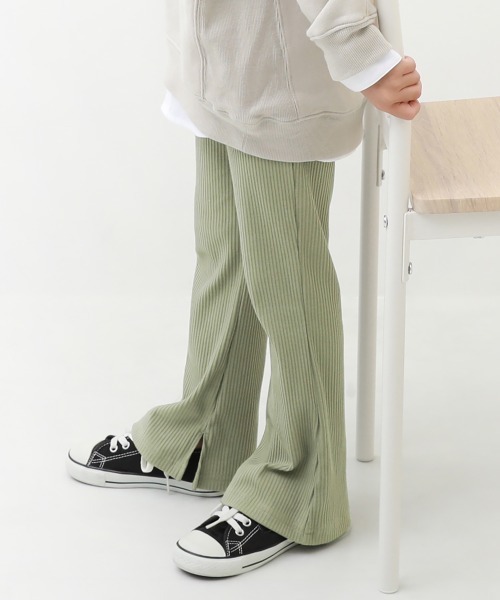 devirock（デビロック）の「すらっと脚長 リブフレアパンツ（その他パンツ・キッズ・グレー系その他/ブラウン系その他/ライトカーキ/ブラック/ブルーグレー/レッド系1/エメラルド/ピンク系6/ピンク系その他2/パープル系5/ヘザーチャコール/ブルー系6/パープル系7/イエロー系3/ブラウン系/杢グレー/ピンク系7・110cm/160cm/140cm/150cm/100cm/130cm/120cm）」の9枚目の写真