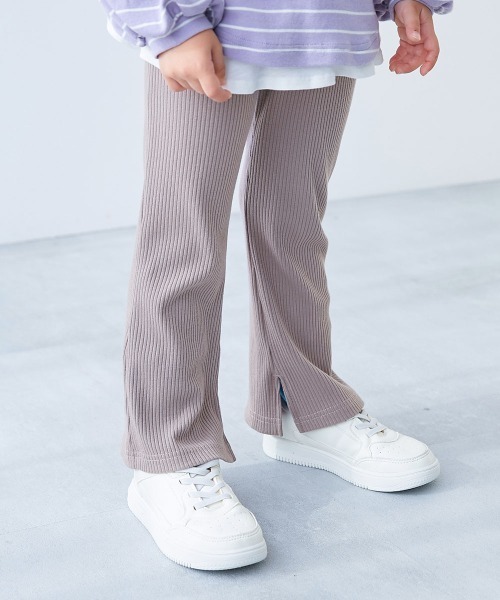 devirock（デビロック）の「すらっと脚長 リブフレアパンツ（その他パンツ・キッズ・グレー系その他/ブラウン系その他/ライトカーキ/ブラック/ブルーグレー/レッド系1/エメラルド/ピンク系6/ピンク系その他2/パープル系5/ヘザーチャコール/ブルー系6/パープル系7/イエロー系3/ブラウン系/杢グレー/ピンク系7・110cm/160cm/140cm/150cm/100cm/130cm/120cm）」の14枚目の写真