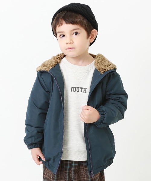 devirock（デビロック）の「裏ボアジャケット（ブルゾン・キッズ・ブラック/ネイビー/レッド/カーキ/ブルーグレー・110cm/100cm/120cm/130cm/140cm/150cm/160cm）」の4枚目の写真