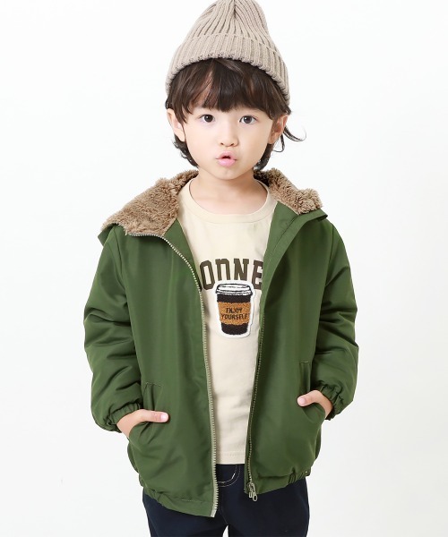 devirock（デビロック）の「裏ボアジャケット（ブルゾン・キッズ・ブラック/ネイビー/レッド/カーキ/ブルーグレー・110cm/100cm/120cm/130cm/140cm/150cm/160cm）」の3枚目の写真