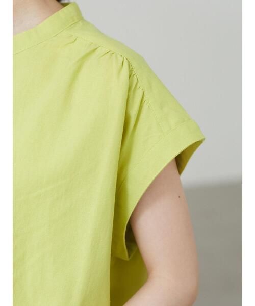 Green　Parks（グリーンパークス）の「ベルギーリネンブレンド ノースリブラウス＊（シャツ/ブラウス・レディース・ブラック/オフホワイト/オリーブ/ピンク/イエロー・FREE）」の11枚目の写真