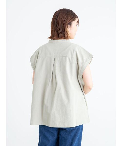 Green　Parks（グリーンパークス）の「ベルギーリネンブレンド ノースリブラウス＊（シャツ/ブラウス・レディース・ブラック/オフホワイト/オリーブ/ピンク/イエロー・FREE）」の16枚目の写真