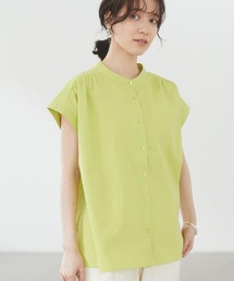 ベルギーリネンブレンド ノースリブラウス*