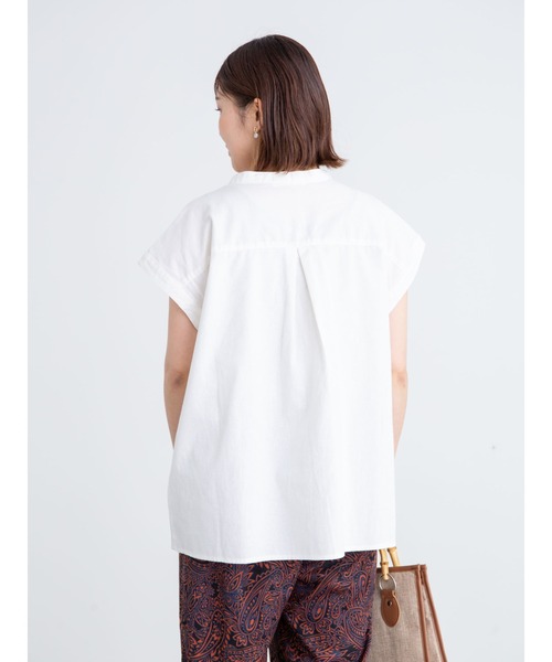 Green　Parks（グリーンパークス）の「ベルギーリネンブレンド ノースリブラウス＊（シャツ/ブラウス・レディース・ブラック/オフホワイト/オリーブ/ピンク/イエロー・FREE）」の21枚目の写真