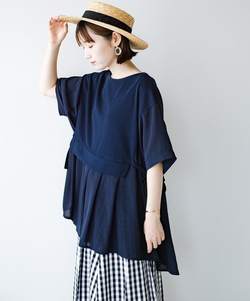 haco!(ハコ)の「丈感もバランスも色合わせも なーんにも考えなくて大丈夫!着るだけで今っぽレイヤードが叶う重ね着風カットソーチュニック(Tシャツ/カットソー・レディース・ネイビー/ライトカーキ・SMALL/MEDIUM/LARGE/X-LARGE)」の18枚目の写真