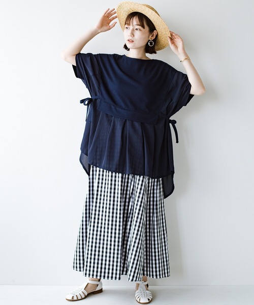 haco!(ハコ)の「丈感もバランスも色合わせも なーんにも考えなくて大丈夫!着るだけで今っぽレイヤードが叶う重ね着風カットソーチュニック(Tシャツ/カットソー・レディース・ネイビー/ライトカーキ・SMALL/MEDIUM/LARGE/X-LARGE)」の22枚目の写真