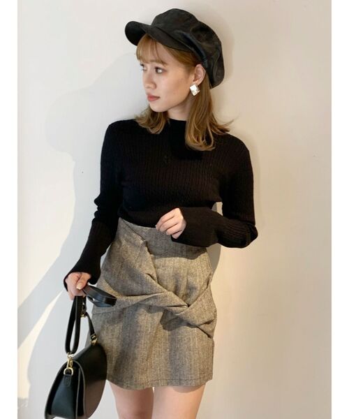 dazzlin（ダズリン）の「ミックスボーダースリーブフレアニット（ニット/セーター・レディース・ブラック/ベージュ/グレー/モカ/オフホワイト・FREE）」の3枚目の写真