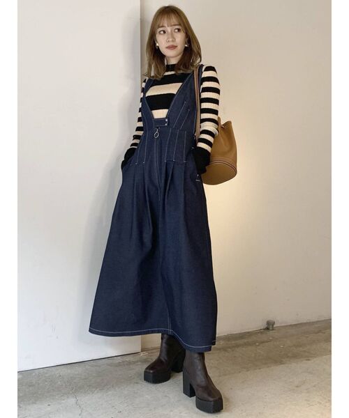 dazzlin（ダズリン）の「ミックスボーダースリーブフレアニット（ニット/セーター・レディース・ブラック/ベージュ/グレー/モカ/オフホワイト・FREE）」の15枚目の写真