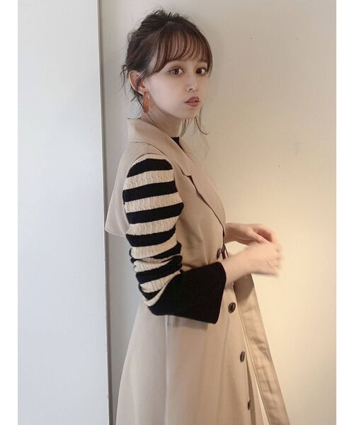 dazzlin（ダズリン）の「ミックスボーダースリーブフレアニット（ニット/セーター・レディース・ブラック/ベージュ/グレー/モカ/オフホワイト・FREE）」の20枚目の写真