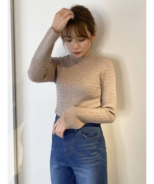 dazzlin（ダズリン）の「ミックスボーダースリーブフレアニット（ニット/セーター・レディース・ブラック/ベージュ/グレー/モカ/オフホワイト・FREE）」の22枚目の写真