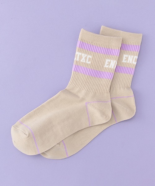 LOVETOXIC（ラブトキシック）の「ラインロゴリブクルーソックス（ソックス/靴下・キッズ・サックスブルー/ブラック/オフホワイト/ベージュ/エメラルド・23-25cm/20-22cm）」の3枚目の写真