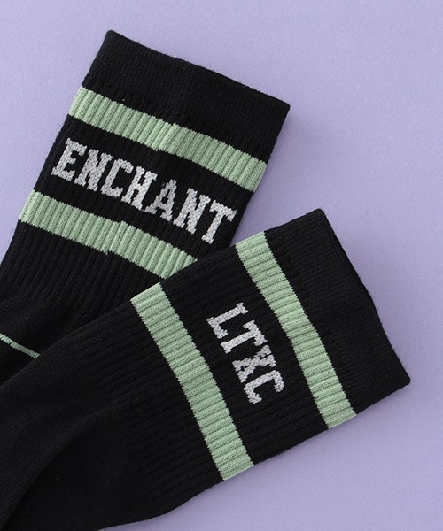 LOVETOXIC（ラブトキシック）の「ラインロゴリブクルーソックス（ソックス/靴下・キッズ・サックスブルー/ブラック/オフホワイト/ベージュ/エメラルド・23-25cm/20-22cm）」の6枚目の写真