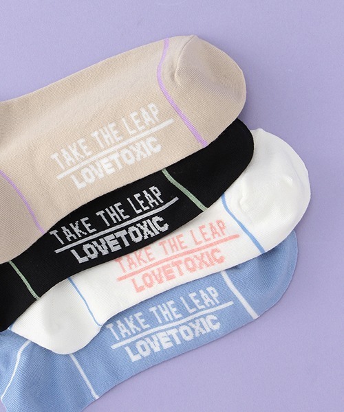 LOVETOXIC（ラブトキシック）の「ラインロゴリブクルーソックス（ソックス/靴下・キッズ・サックスブルー/ブラック/オフホワイト/ベージュ/エメラルド・23-25cm/20-22cm）」の9枚目の写真