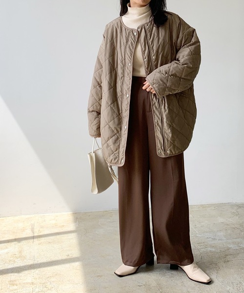 LIAN(リアン)の「リバーシブルキルティングミドルコート(ノーカラーコート・レディース・アイボリー/モカ/ブラック/カーキ・FREE)」の8枚目の写真