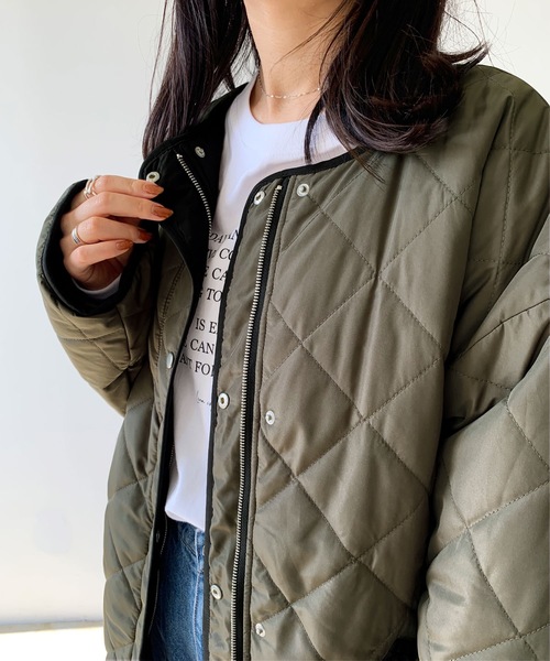 LIAN(リアン)の「リバーシブルキルティングミドルコート(ノーカラーコート・レディース・アイボリー/モカ/ブラック/カーキ・FREE)」の15枚目の写真