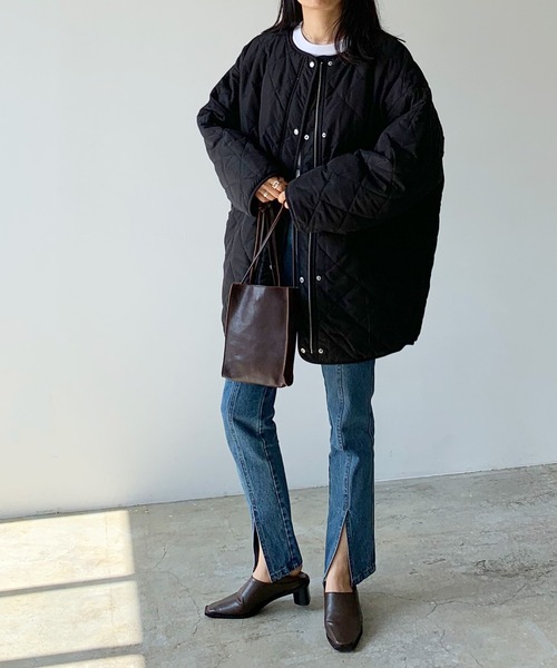 LIAN(リアン)の「リバーシブルキルティングミドルコート(ノーカラーコート・レディース・アイボリー/モカ/ブラック/カーキ・FREE)」の10枚目の写真