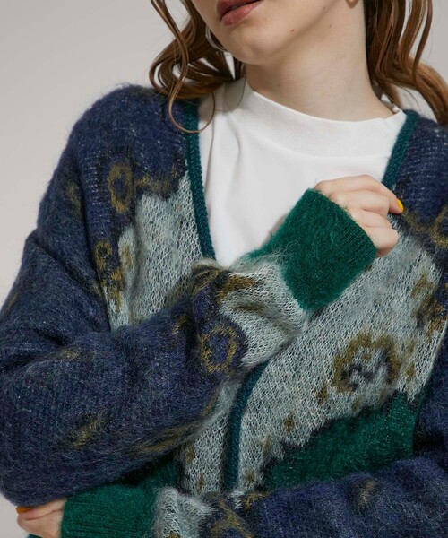 TOGA PULLA(トーガ プルラ)の「【TOGA PULLA(トーガプルラ)】モヘアジャガードニットカーディガン TP12-XO208(ニット/セーター・レディース・イエロー/ライトグリーン・36/38)」の12枚目の写真