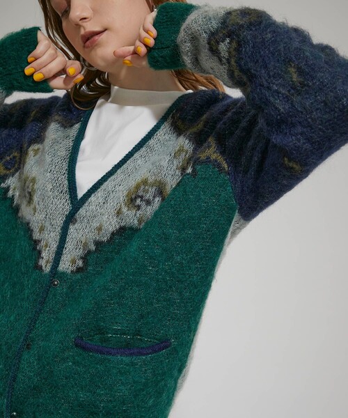 TOGA PULLA(トーガ プルラ)の「【TOGA PULLA(トーガプルラ)】モヘアジャガードニットカーディガン TP12-XO208(ニット/セーター・レディース・イエロー/ライトグリーン・36/38)」の15枚目の写真