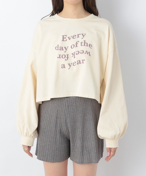 Heather(ヘザー)の「フロッキーロゴクロップドロンT 219163(Tシャツ/カットソー・レディース・ホワイト×グリーン/ベージュ/ホワイト×ブラック/ブラック/ホワイト×レッド・FREE)」の16枚目の写真