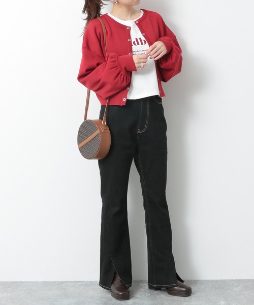 Heather(ヘザー)の「フロッキーロゴクロップドロンT 219163(Tシャツ/カットソー・レディース・ホワイト×グリーン/ベージュ/ホワイト×ブラック/ブラック/ホワイト×レッド・FREE)」の6枚目の写真