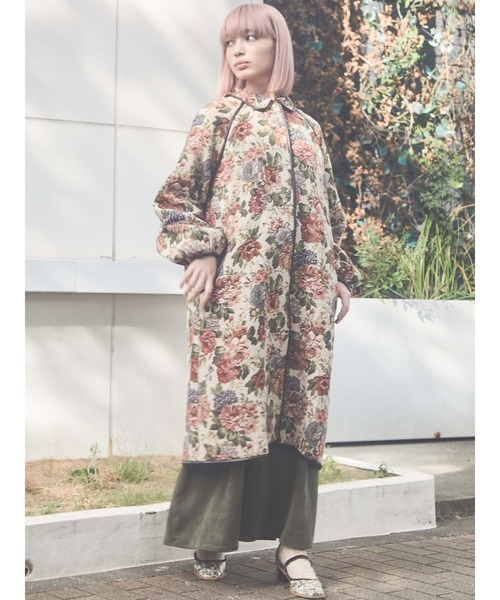 merry jenny（メリージェニー）の「ジャガードAラインコート（その他アウター・レディース・グリーン/ブラウン・FREE）」の2枚目の写真