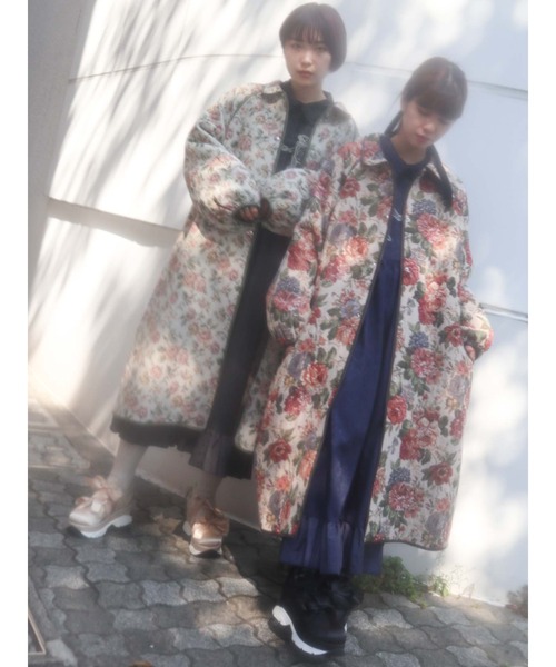 merry jenny（メリージェニー）の「ジャガードAラインコート（その他アウター・レディース・グリーン/ブラウン・FREE）」の4枚目の写真