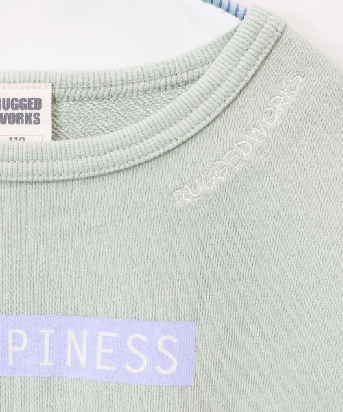 RUGGEDWORKS（ラゲッドワークス）の「衿プリントドッロプショルダートレーナー（スウェット・キッズ・ライトグリーン/パープル・140/130/90/110/120/150/100）」の8枚目の写真