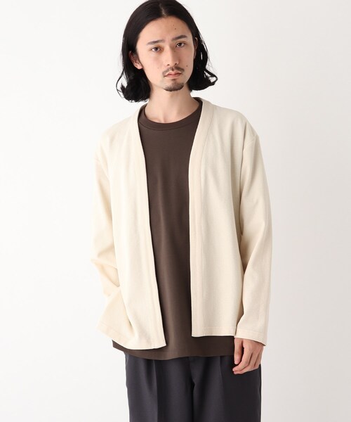 OPAQUE.CLIP(オペークドットクリップ)の「◆鹿の子ボタンレスカーデ(カーディガン/ボレロ・メンズ・アイボリー/ネイビー/グレー・02/03/04)」の1枚目の写真