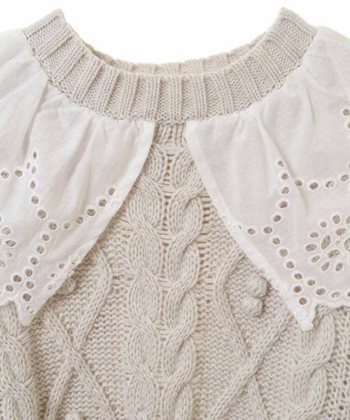 キャンディストリッパー LACE COLLAR CABLE ニットワンピース　M Candy Stripper（キャンディストリッパー）の「LACE COLLAR