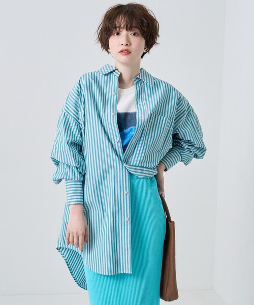 FREAK'S STORE（フリークスストア）の「マルチストライプビッグシャツ（シャツ/ブラウス・レディース・ピンク/イエロー/ブルー/グリーン・ﾌﾘ-）」の18枚目の写真