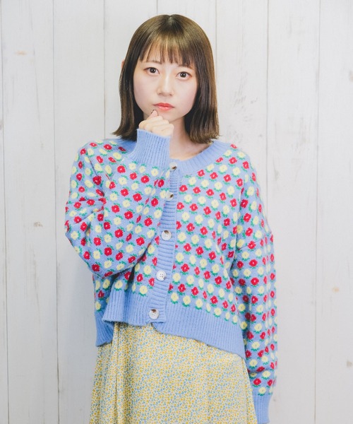 Clice de Paris（クリシェドゥパリス）の「K/フラワーニットカーデ（カーディガン/ボレロ・レディース・ブルー・ONESIZE）」の6枚目の写真