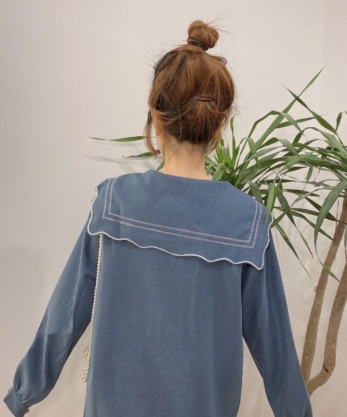 sevens(セブンズ)の「【sevens】セーラーカラー風デザインシャツブラウス(シャツ/ブラウス・レディース・ホワイト/ブルー・FREE)」の7枚目の写真