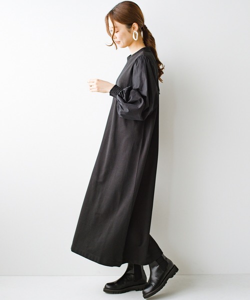 haco!（ハコ）の「毎日一緒にいたって 何度だって好きになってください 気張らず着映える異素材スウェットワンピース by you made me（ワンピース・レディース・ブラック/アイボリー・SMALL/MEDIUM/LARGE/X-LARGE）」の15枚目の写真