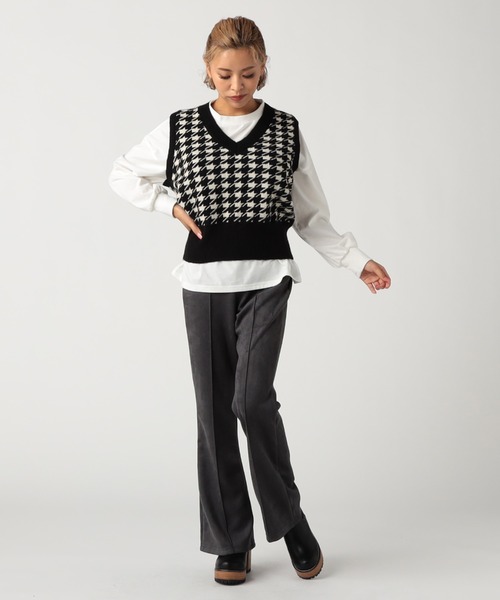 CECIL McBEE(セシルマクビー)の「千鳥柄ニットベスト(ベスト・レディース・ベージュ/ブラック/モカ・MEDIUM)」の13枚目の写真