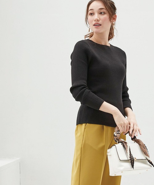 BELLUNA PLUS（ベルーナ）の「抗菌防臭が嬉しい。リブニットクルーネックプルオーバー（ニット/セーター・レディース・テラコッタ/ブルーグレー/杢グレー/ブラック・MEDIUM/LARGE/X-LARGE）」の21枚目の写真