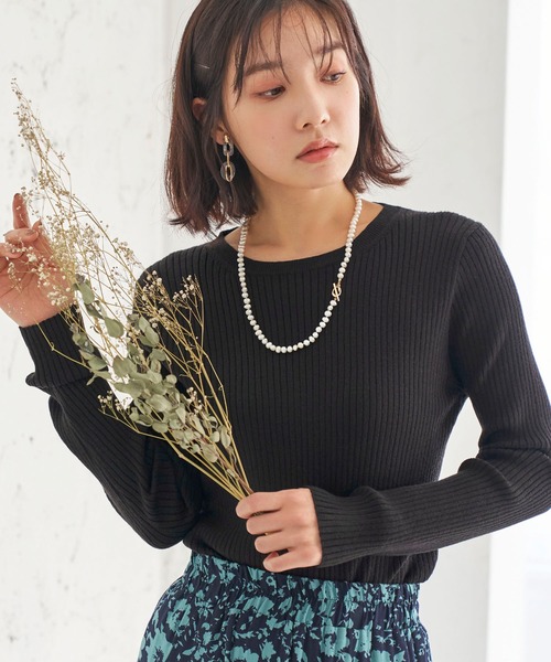 BELLUNA PLUS（ベルーナ）の「抗菌防臭が嬉しい。リブニットクルーネックプルオーバー（ニット/セーター・レディース・テラコッタ/ブルーグレー/杢グレー/ブラック・MEDIUM/LARGE/X-LARGE）」の19枚目の写真
