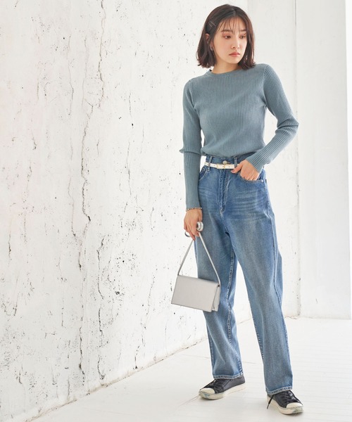 BELLUNA PLUS（ベルーナ）の「抗菌防臭が嬉しい。リブニットクルーネックプルオーバー（ニット/セーター・レディース・テラコッタ/ブルーグレー/杢グレー/ブラック・MEDIUM/LARGE/X-LARGE）」の13枚目の写真