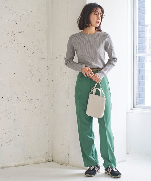 BELLUNA PLUS（ベルーナ）の「抗菌防臭が嬉しい。リブニットクルーネックプルオーバー（ニット/セーター・レディース・テラコッタ/ブルーグレー/杢グレー/ブラック・MEDIUM/LARGE/X-LARGE）」の12枚目の写真