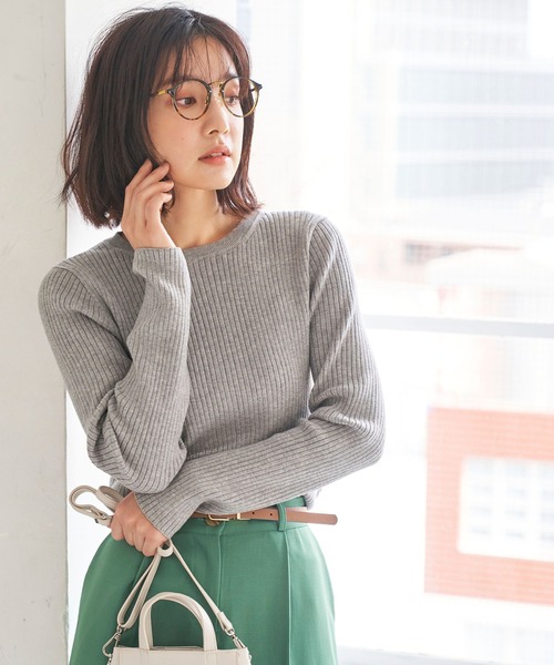 BELLUNA PLUS（ベルーナ）の「抗菌防臭が嬉しい。リブニットクルーネックプルオーバー（ニット/セーター・レディース・テラコッタ/ブルーグレー/杢グレー/ブラック・MEDIUM/LARGE/X-LARGE）」の11枚目の写真