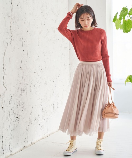 BELLUNA PLUS（ベルーナ）の「抗菌防臭が嬉しい。リブニットクルーネックプルオーバー（ニット/セーター・レディース・テラコッタ/ブルーグレー/杢グレー/ブラック・MEDIUM/LARGE/X-LARGE）」の5枚目の写真