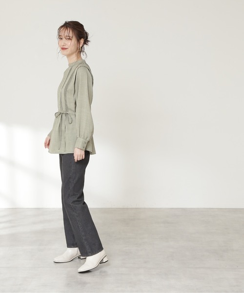 N.（N. Natural Beauty Basic）（エヌエヌナチュラルビューティーベーシック）の「◆ジョーゼットピンタックブラウス（Tシャツ/カットソー・レディース・チャコールグレー/ライトグリーン/ブラウン・MEDIUM）」の11枚目の写真