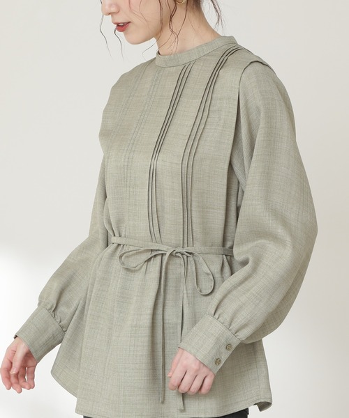 N.（N. Natural Beauty Basic）（エヌエヌナチュラルビューティーベーシック）の「◆ジョーゼットピンタックブラウス（Tシャツ/カットソー・レディース・チャコールグレー/ライトグリーン/ブラウン・MEDIUM）」の15枚目の写真