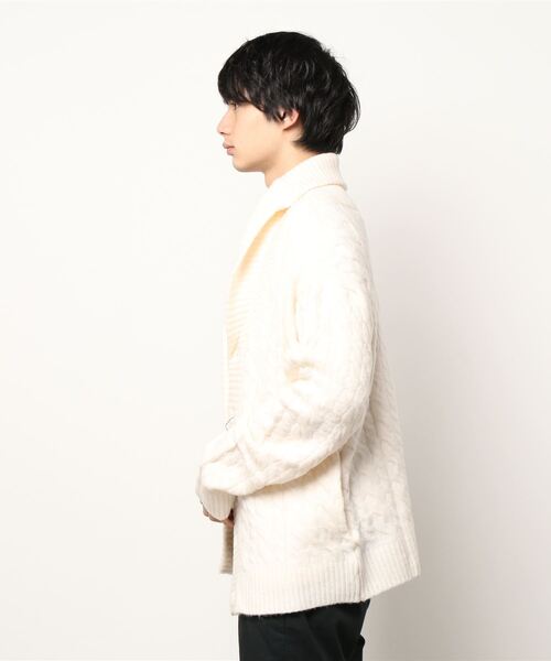 Anytime Songs（エニータイムソングス）の「ケーブル編みニット　ショールカーディガン（カーディガン/ボレロ・メンズ・オフホワイト/ブラック/グレイッシュベージュ・MEDIUM/X-LARGE/LARGE）」の7枚目の写真