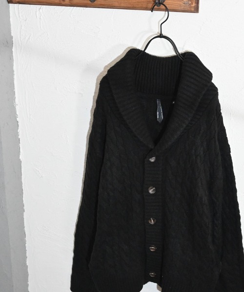 Anytime Songs（エニータイムソングス）の「ケーブル編みニット　ショールカーディガン（カーディガン/ボレロ・メンズ・オフホワイト/ブラック/グレイッシュベージュ・MEDIUM/X-LARGE/LARGE）」の14枚目の写真