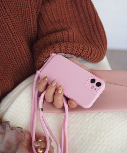 Port（ポート）の「パラコード付き ショルダー iPhoneケース # ( 7 / 8 / SE2 / 11 / 12 / 13 / 12mini )（スマホケース/カバー・レディース・ベビーピンク/ブラック/ピンク/ホワイト/ライトグリーン・G/B/A/D/C/H/I）」の4枚目の写真