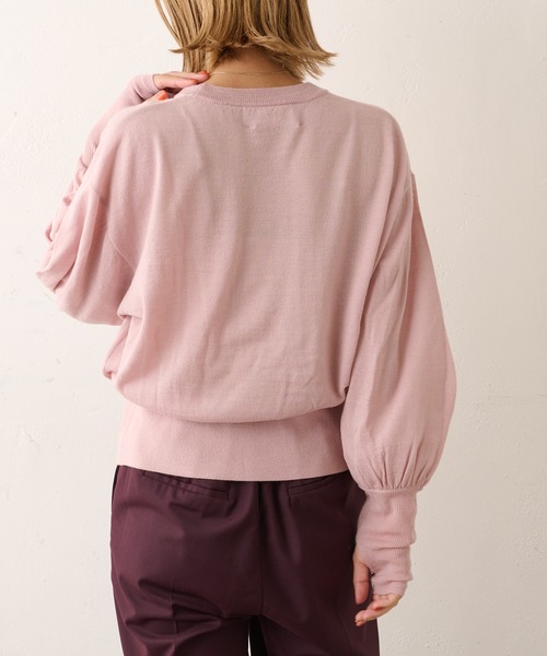 Omekashi（オメカシ）の「シアーボリュームスリーブニット（ニット/セーター・レディース・アイボリー/グレー/ピンク・FREE）」の3枚目の写真