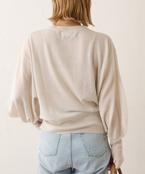 Omekashi（オメカシ）の「シアーボリュームスリーブニット（ニット/セーター・レディース・アイボリー/グレー/ピンク・FREE）」の7枚目の写真