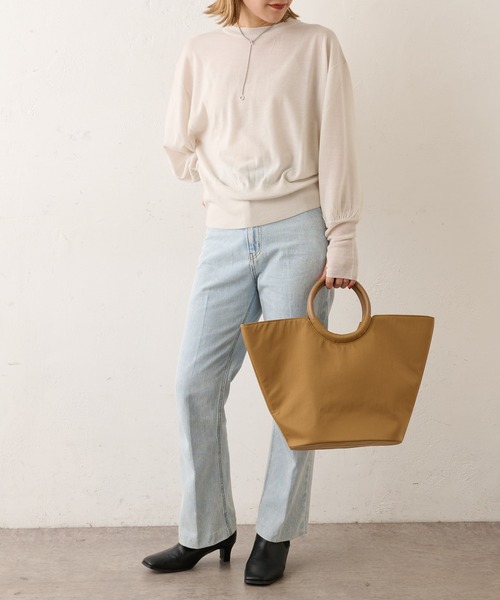 Omekashi（オメカシ）の「シアーボリュームスリーブニット（ニット/セーター・レディース・アイボリー/グレー/ピンク・FREE）」の9枚目の写真