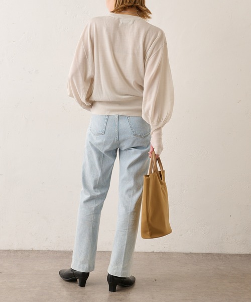 Omekashi（オメカシ）の「シアーボリュームスリーブニット（ニット/セーター・レディース・アイボリー/グレー/ピンク・FREE）」の10枚目の写真